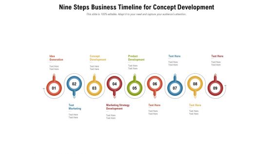 Nine Steps Business Timeline For Concept Development Ppt PowerPoint Presentation File Inspiration PDF