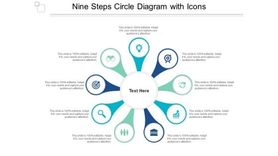 Nine Steps Circle Diagram With Icons Ppt PowerPoint Presentation Sample