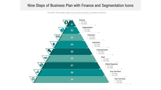 Nine Steps Of Business Plan With Finance And Segmentation Icons Ppt PowerPoint Presentation Gallery Sample PDF