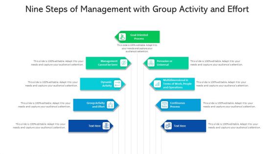 Nine Steps Of Management With Group Activity And Effort Ppt PowerPoint Presentation File Designs PDF