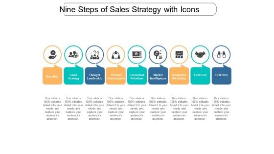 Nine Steps Of Sales Strategy With Icons Ppt Powerpoint Presentation Portfolio Mockup