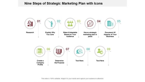 Nine Steps Of Strategic Marketing Plan With Icons Ppt Powerpoint Presentation Infographic Template Slide