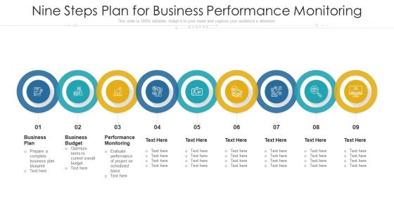 Nine Steps Plan For Business Performance Monitoring Ppt PowerPoint Presentation Gallery Examples PDF