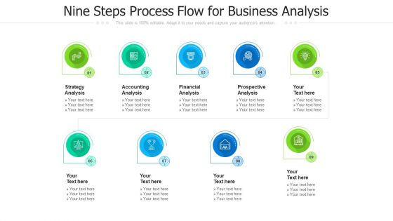 Nine Steps Process Flow For Business Analysis Ppt PowerPoint Presentation Gallery Slide Portrait PDF