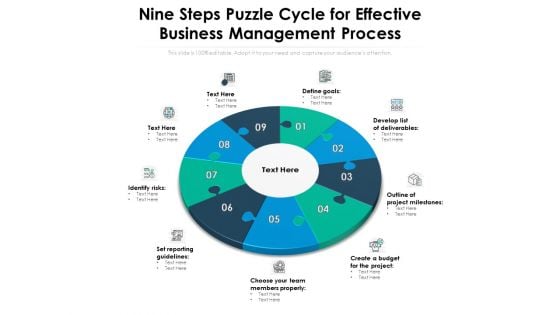 Nine Steps Puzzle Cycle For Effective Business Management Process Ppt PowerPoint Presentation Icon Professional PDF