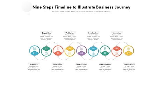 Nine Steps Timeline To Illustrate Business Journey Ppt PowerPoint Presentation Gallery Visuals PDF