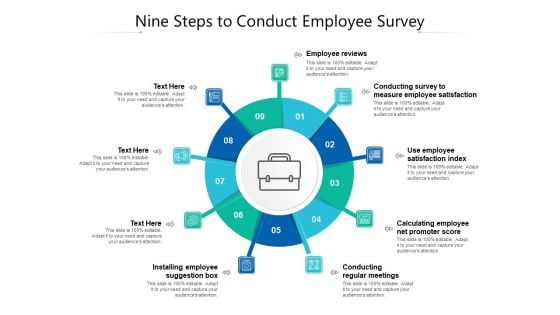 Nine Steps To Conduct Employee Survey Ppt PowerPoint Presentation File Samples PDF