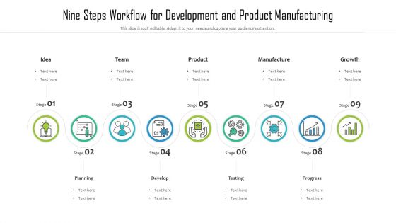 Nine Steps Workflow For Development And Product Manufacturing Ppt PowerPoint Presentation File Deck PDF Nine Steps Workflow For Development And Product Manufacturing Ppt PowerPoint Presentation File Deck PDF