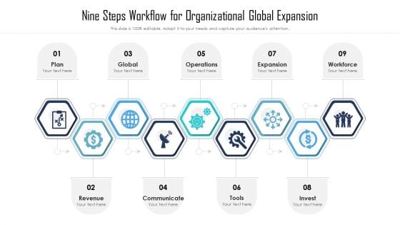 Nine Steps Workflow For Organizational Global Expansion Ppt PowerPoint Presentation Gallery Diagrams PDF