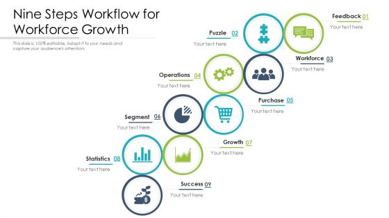 Nine Steps Workflow For Workforce Growth Ppt PowerPoint Presentation File Graphics Download PDF