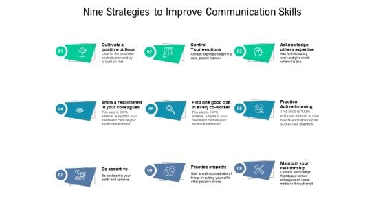 Nine Strategies To Improve Communication Skills Ppt PowerPoint Presentation Layouts Maker