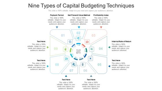 Nine Types Of Capital Budgeting Techniques Ppt PowerPoint Presentation Gallery Slideshow PDF