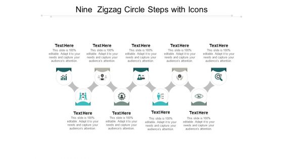 Nine Zigzag Circle Steps With Icons Ppt PowerPoint Presentation Slides Visual Aids