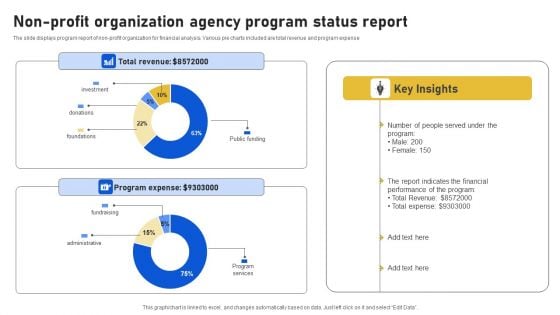 Non-Profit Organization Agency Program Status Report Diagrams PDF