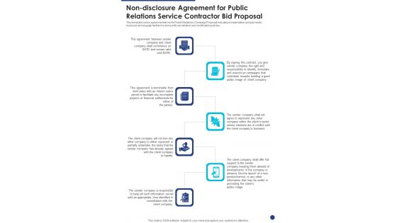 Non Disclosure Agreement For Public Relations Service Contractor Bid One Pager Sample Example Document Non Disclosure Agreement For Public Relations Service Contractor Bid One Pager Sample Example Document