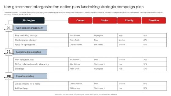 Non Governmental Organization Action Plan Fundraising Strategic Campaign Plan Guidelines PDF