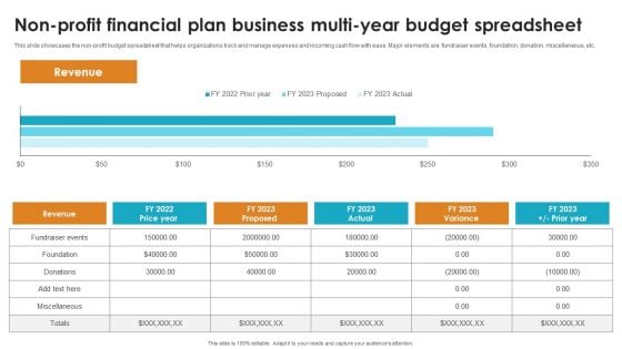 Non Profit Financial Plan Business Multi Year Budget Spreadsheet Introduction PDF