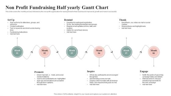 Non Profit Fundraising Half Yearly Gantt Chart Introduction PDF