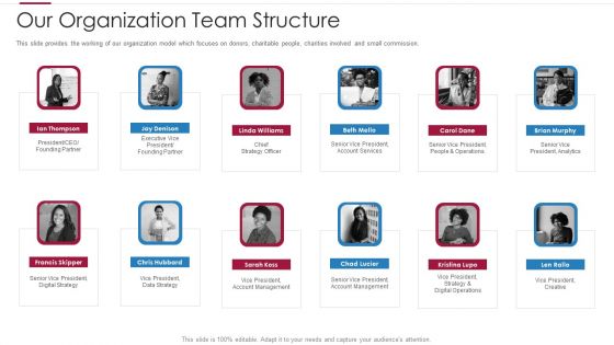 Non Profit Making Capital Raising Contributors Our Organization Team Structure Sample PDF