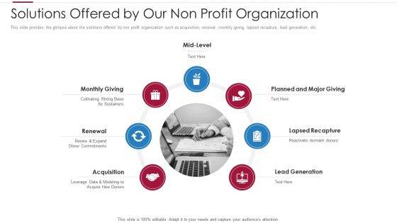 Non Profit Making Capital Raising Contributors Solutions Offered By Our Non Profit Organization Structure PDF