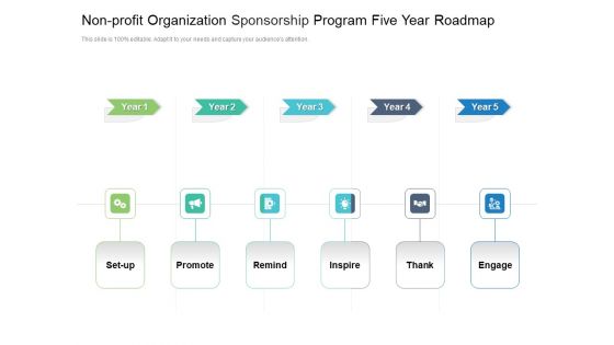 Non Profit Organization Sponsorship Program Five Year Roadmap Portrait Non Profit Organization Sponsorship Program Five Year Roadmap Portrait