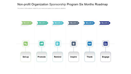 Non Profit Organization Sponsorship Program Six Months Roadmap Graphics