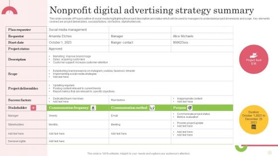 Nonprofit Digital Advertising Strategy Summary Information PDF