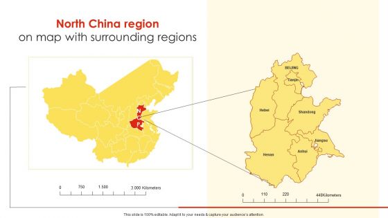 North China Region On Map With Surrounding Regions Ppt Infographics Structure PDF