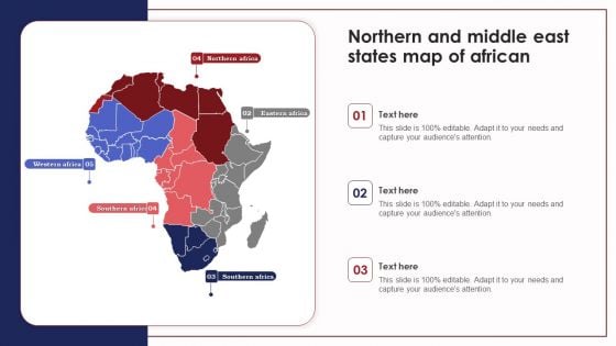 Northern And Middle East States Map Of African Ppt PowerPoint Presentation File Layout Ideas PDF
