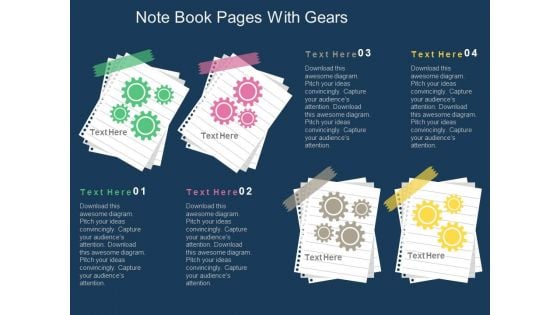 Note Book Pages With Gears Powerpoint Template