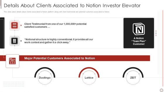 Notion Investor Elevator Pitch Deck Ppt PowerPoint Presentation Complete Deck With Slides