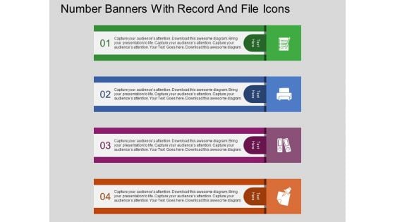 Number Banners With Record And File Icons Powerpoint Template Number Banners With Record And File Icons Powerpoint Template