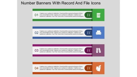 Number Banners With Record And File Icons Powerpoint Template