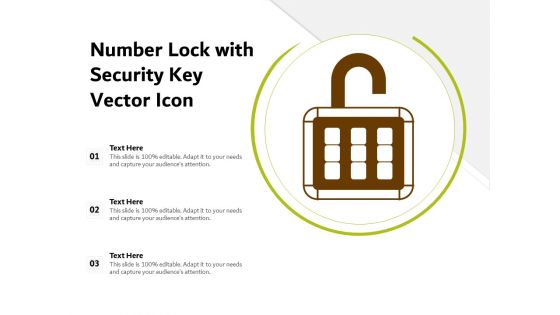 Number Lock With Security Key Vector Icon Ppt PowerPoint Presentation Professional Demonstration PDF