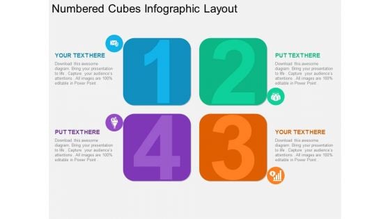 Numbered Cubes Infographic Layout Powerpoint Template