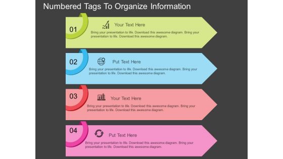Numbered Tags To Organize Information Powerpoint Template