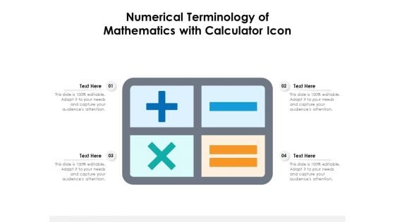Numerical Terminology Of Mathematics With Calculator Icon Ppt PowerPoint Presentation Professional Examples PDF