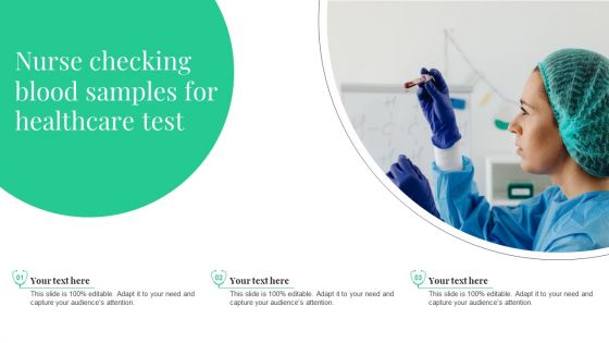 Nurse Checking Blood Samples For Healthcare Test Ppt PowerPoint Presentation File Layouts PDF
