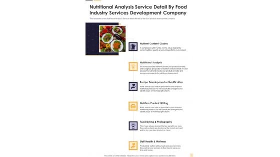 Nutritional Analysis Service Food Industry Services Development Company One Pager Sample Example Document
