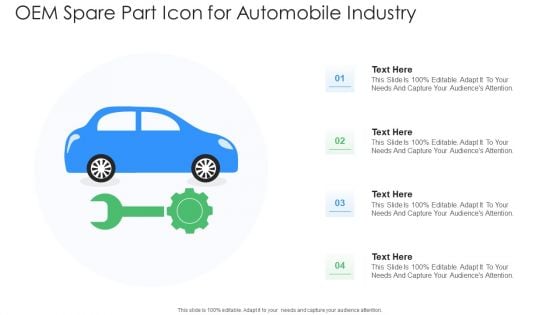 OEM Spare Part Icon For Automobile Industry Ppt PowerPoint Presentation File Clipart Images PDF