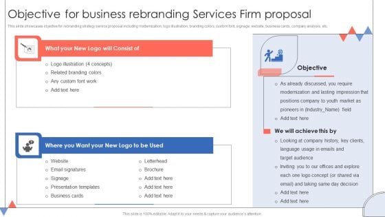 Objective For Business Rebranding Services Firm Proposal Sample PDF