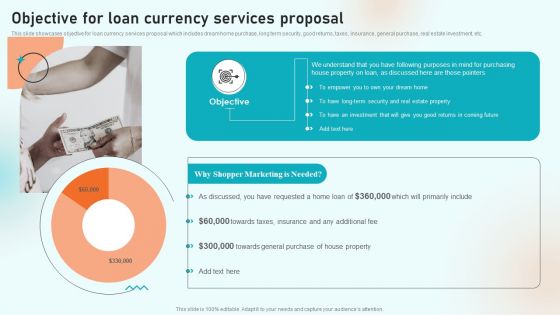 Objective For Loan Currency Services Proposal Ppt Layouts Design Ppt Model Layout PDF