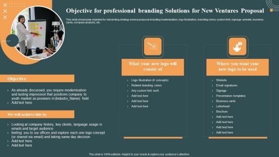 Objective For Professional Branding Solutions For New Ventures Proposal Topics PDF