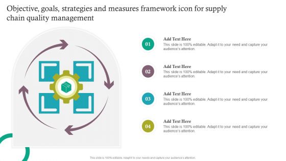 Objective Goals Strategies And Measures Framework Icon For Supply Chain Quality Management Summary PDF