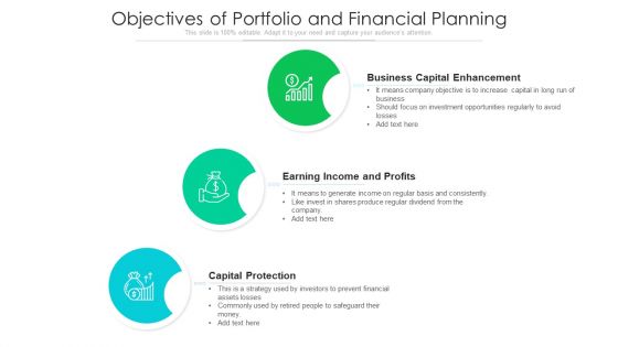 Objectives Of Portfolio And Financial Planning Ppt PowerPoint Presentation File Gallery PDF