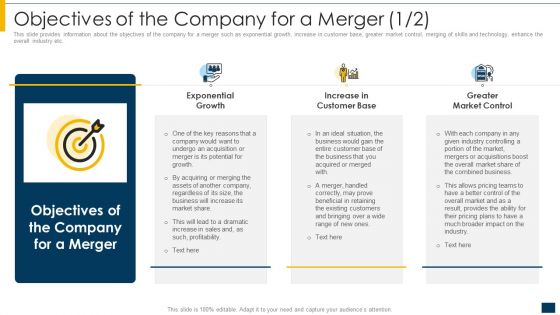 Objectives Of The Company For A Merger Growth Ppt Layouts Master Slide PDF