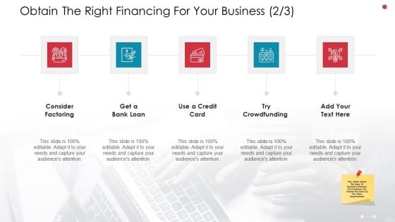 Obtain The Right Financing For Your Business Card Business Analysis Method Icons PDF