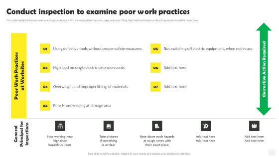 Occupational Health And Safety At Workplace Conduct Inspection To Examine Poor Clipart PDF