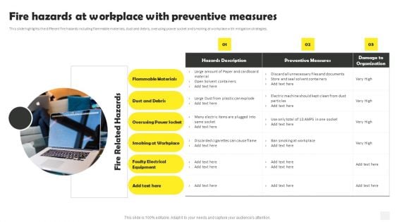 Occupational Health And Safety At Workplace Fire Hazards At Workplace With Preventive Inspiration PDF