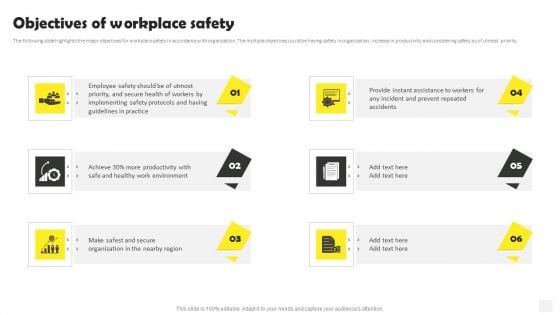 Occupational Health And Safety At Workplace Objectives Of Workplace Safety Mockup PDF